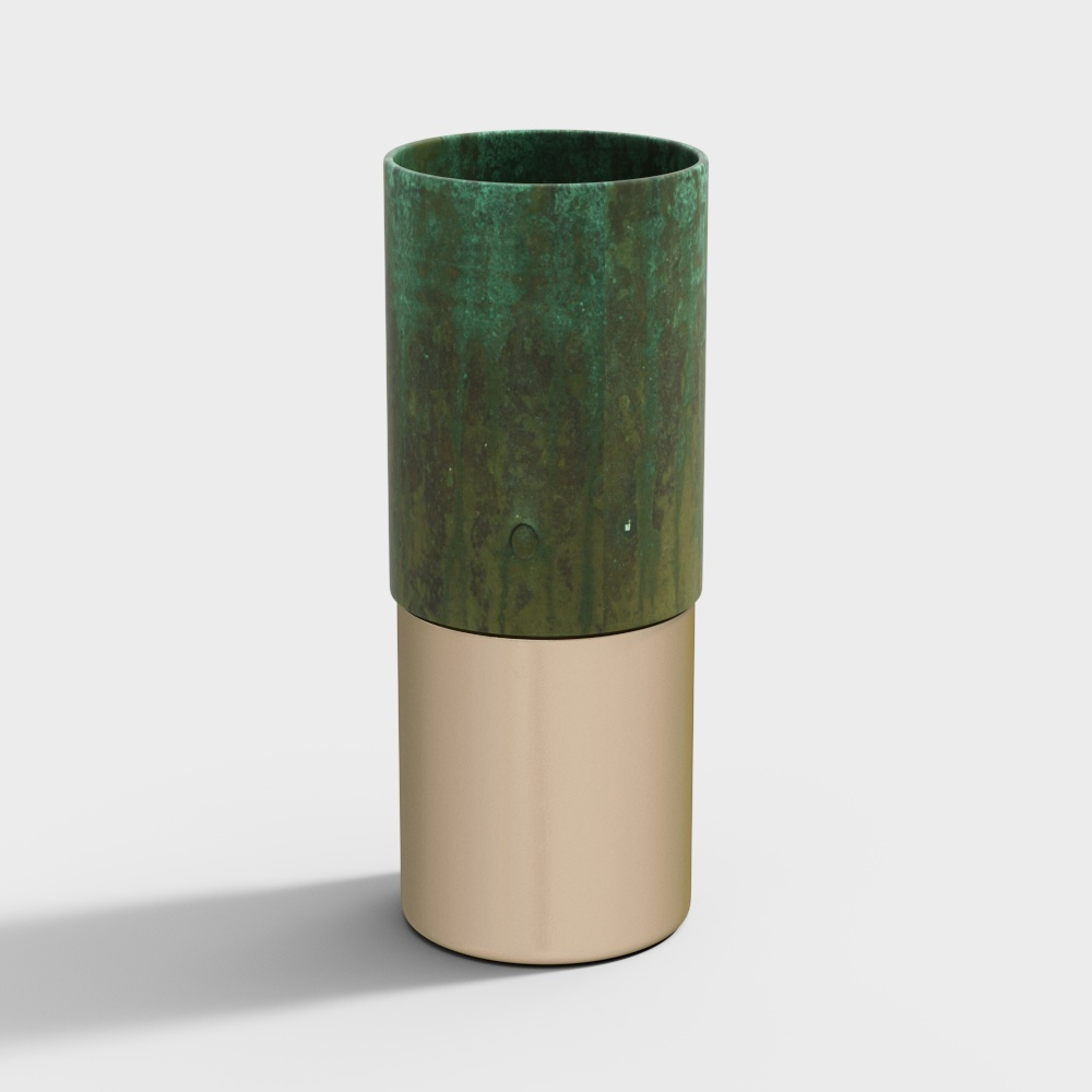 Retro Metal Vase 3D Model – Vintage Copper & Gold