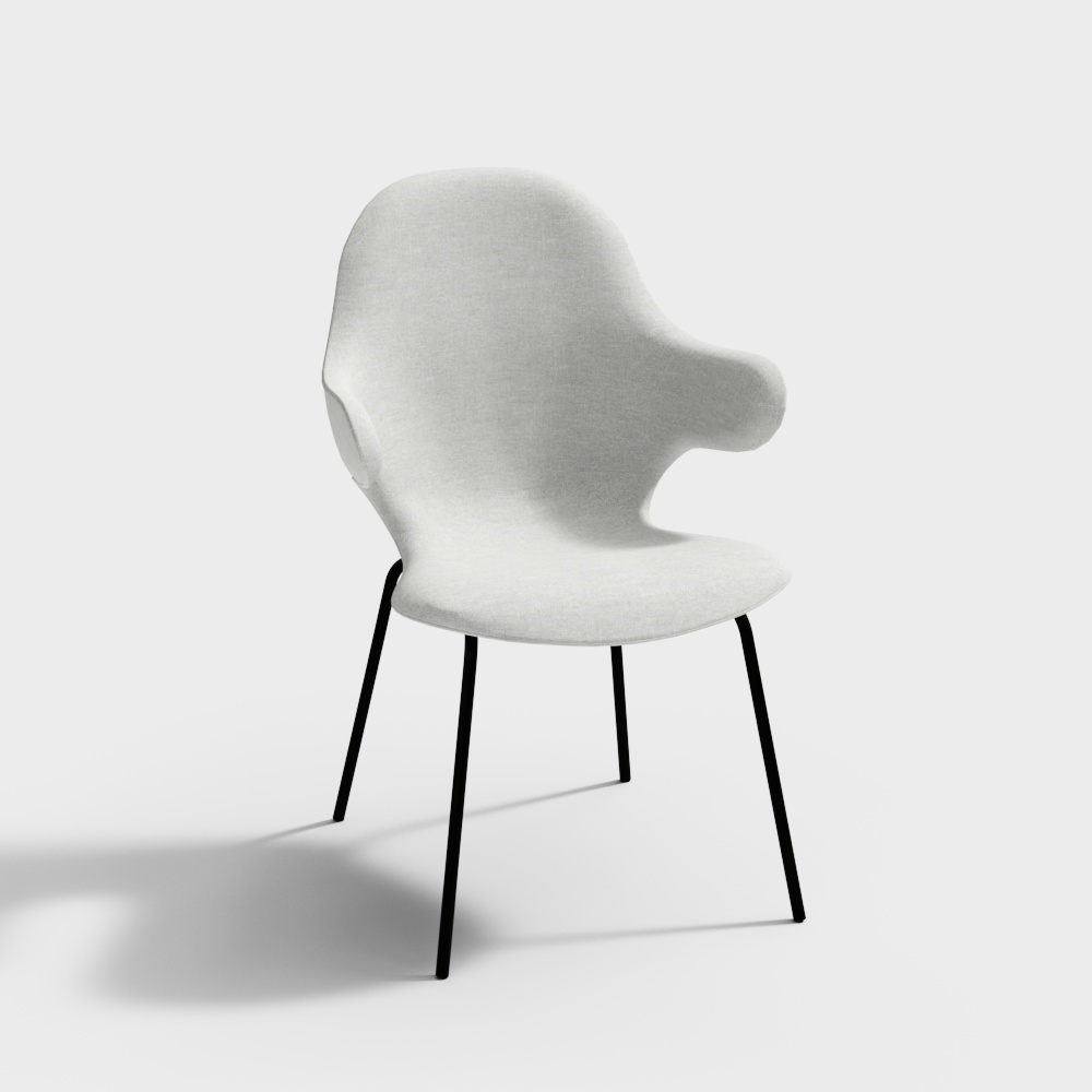 Streamlined Sofa Chair 3D Model – Elegant Gray Upholstery