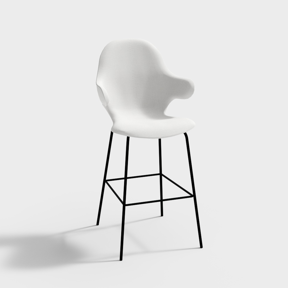 Streamline Bar Chair 3D Model – Minimalist Plastic & Metal