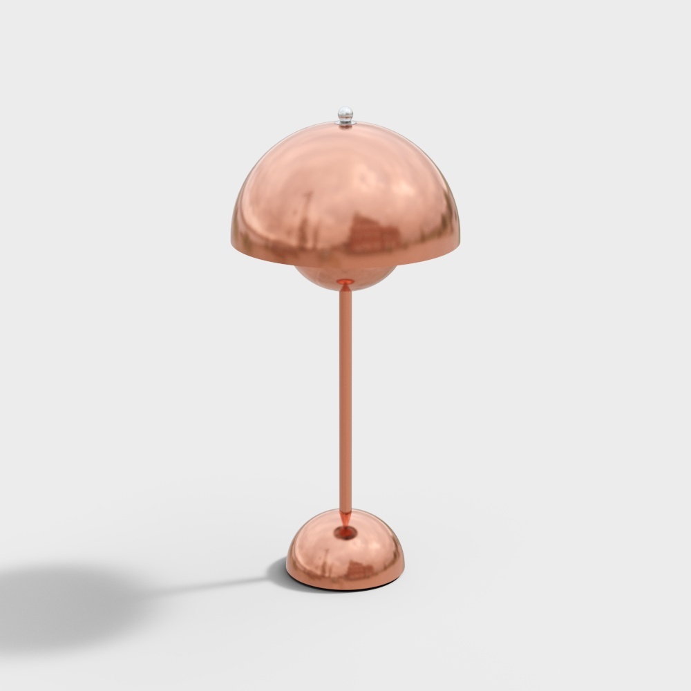 Copper Mushroom Lamp 3D Model – Low-Poly Copper Shade