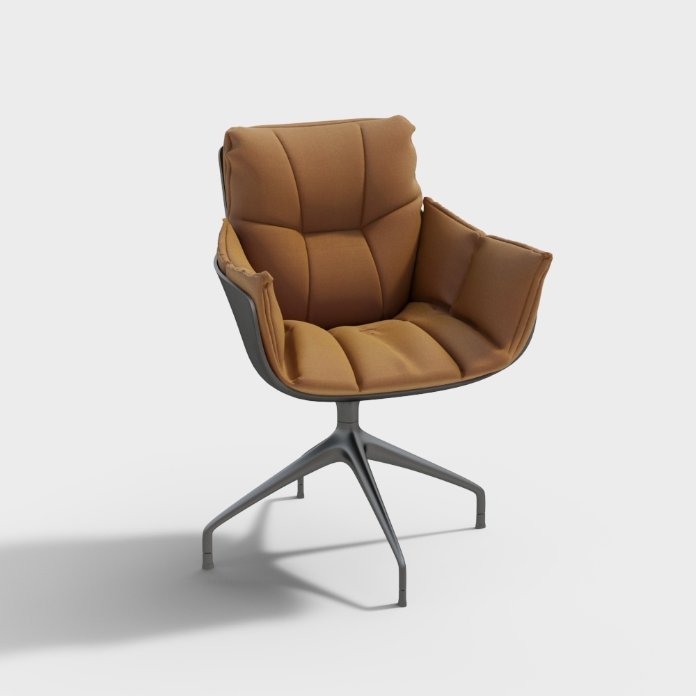 Urban Leisure Chair 3D Model – Caramel Leather Design