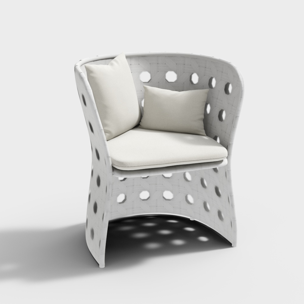 Urban Retreat Leisure Chair 3D Model – Low-Poly Fabric Design