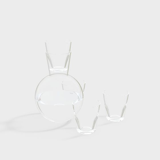Transparent Glass Drinkware Set 3D model