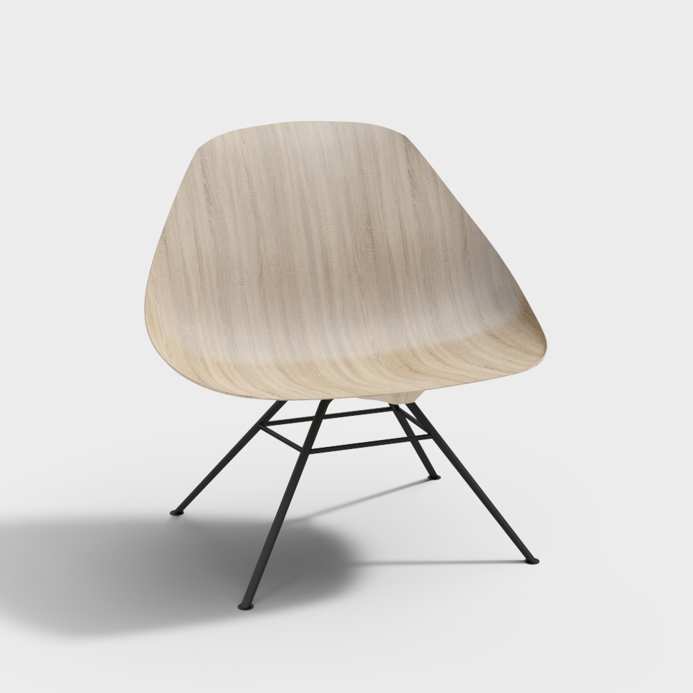 Stylish Modern Chair 3D Model – Wood and Metal Frame
