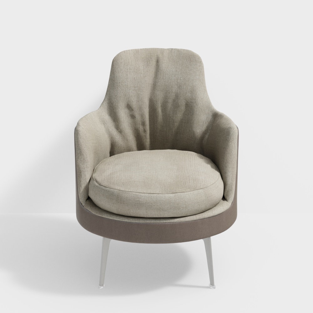 Cozy Lounge Chair 3D Model – Elegant Beige Upholstery