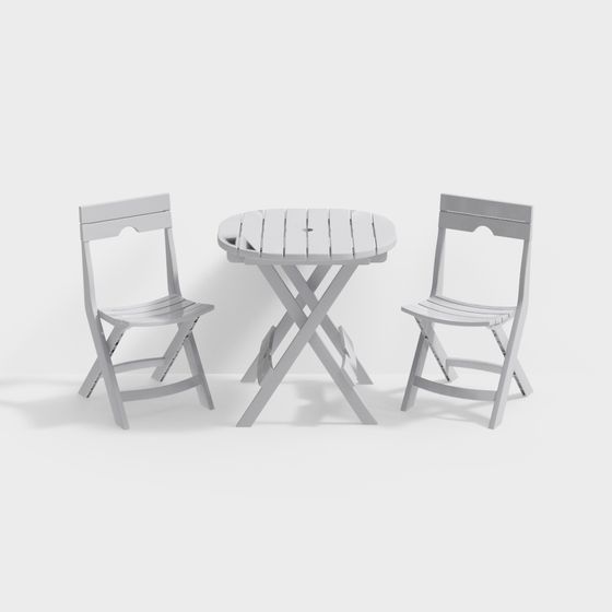 Stylish Folding Table and Chair Set 3D model
