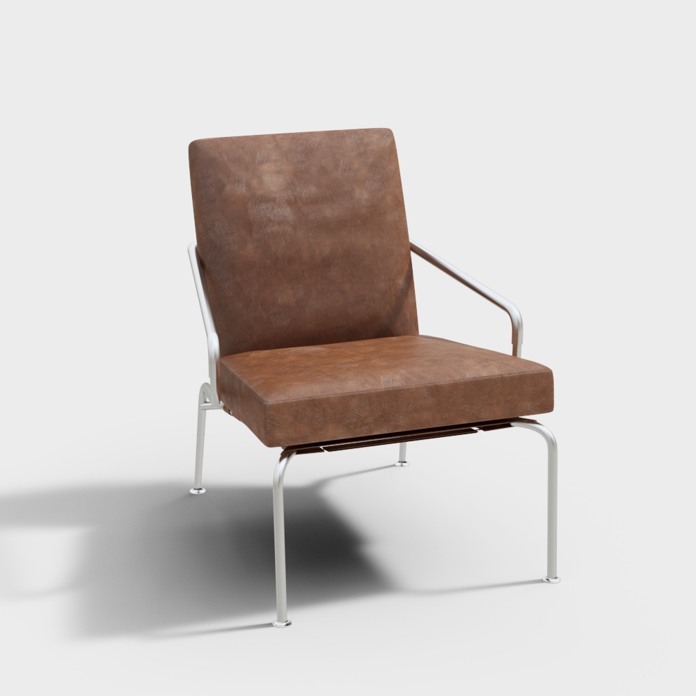 Urban Leisure Chair 3D Model – Modern Brown Leather