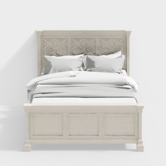 Elegant Low-Poly 3D Bed Model