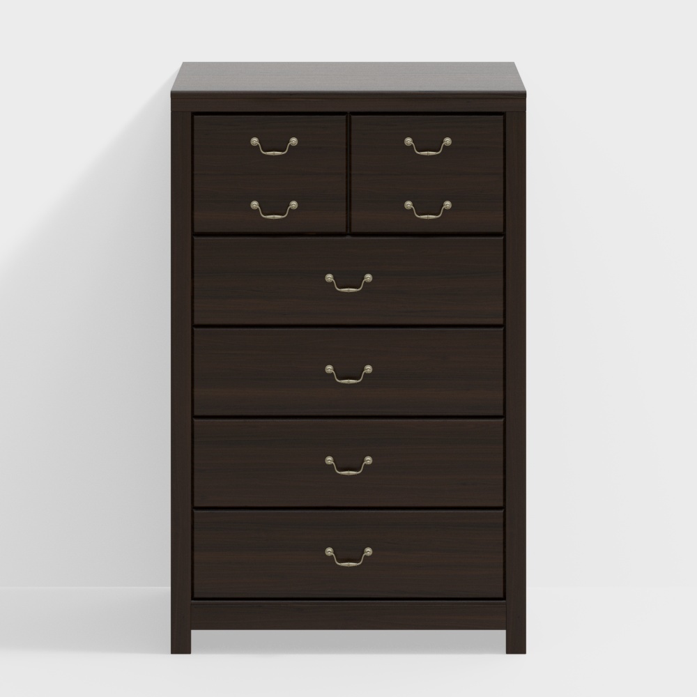 Elegant Six-Drawer Storage Cabinet 3D model