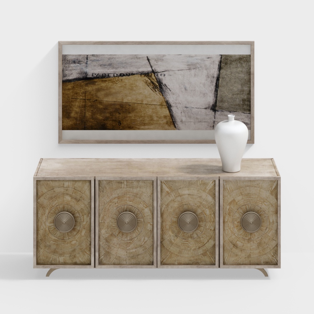 Natural Annual Ring Cabinet 3D Model – Detailed Wood Texture