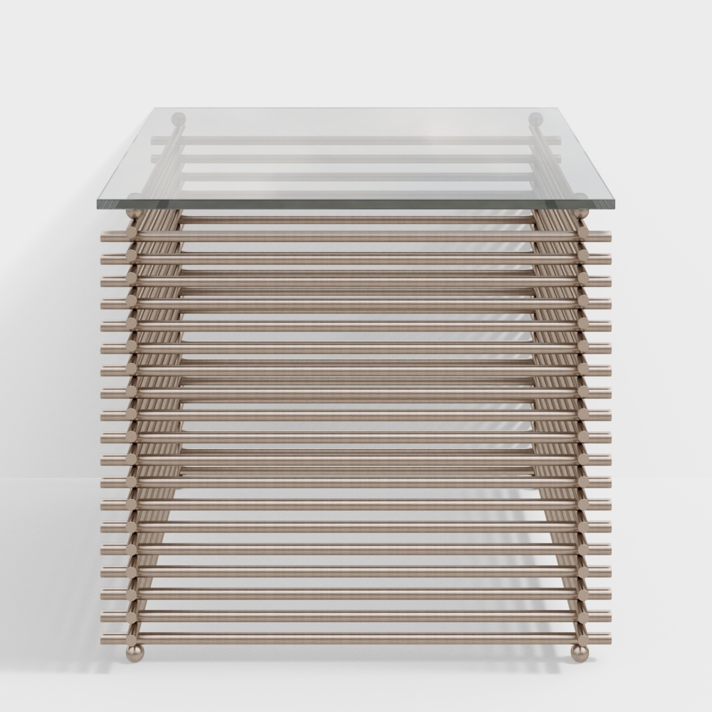 Glass Metal Side Table 3D Model – Minimalist Luxury Design