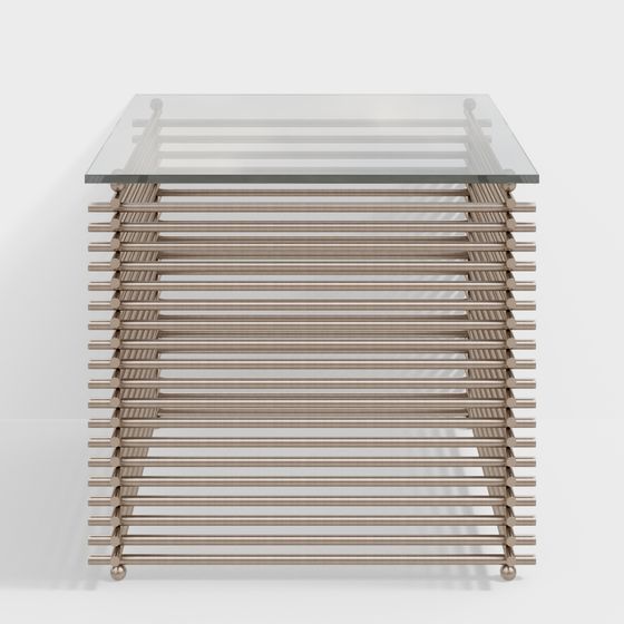 Glass Metal Side Table 3D model for Modern Interiors