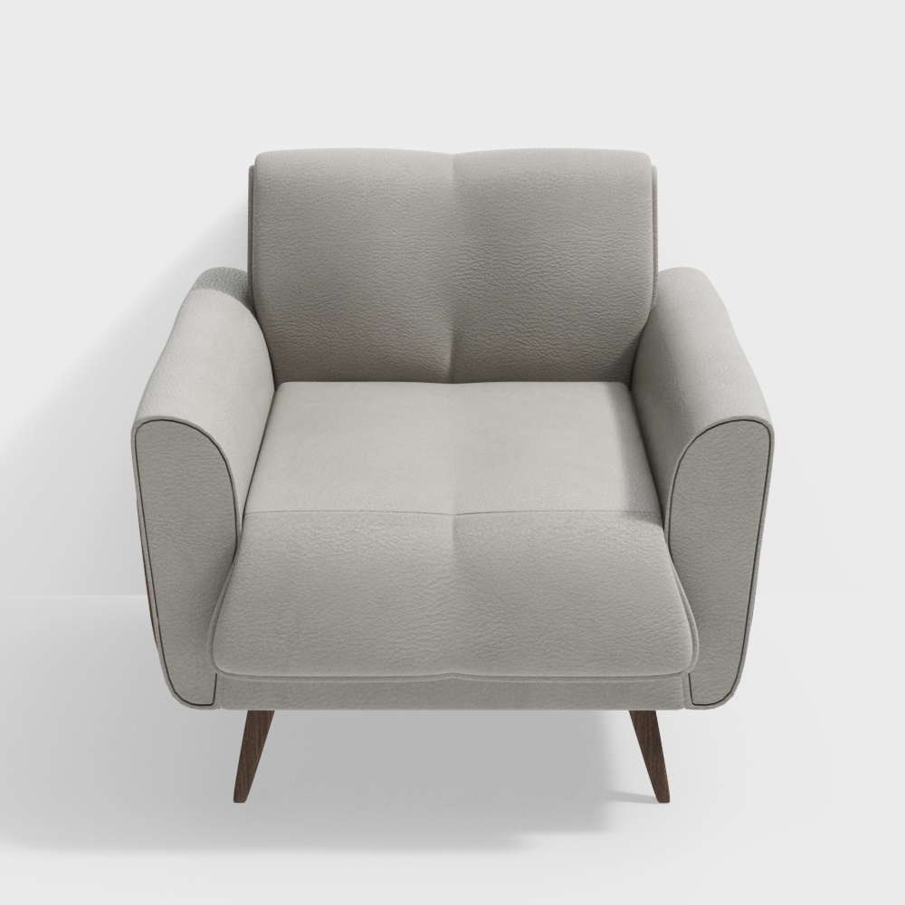 Cozy Lounge Chair 3D Model – Warm Leather & Wood