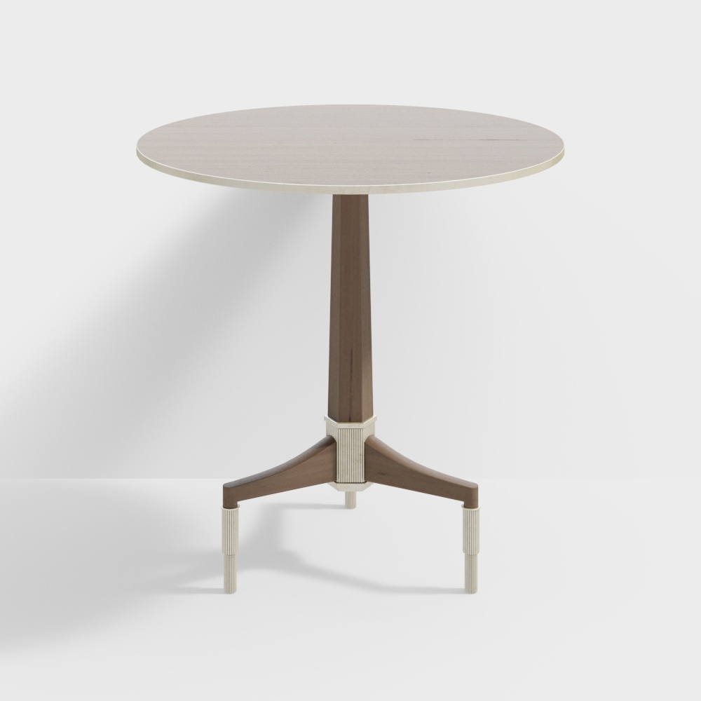 Elegant Low-Poly Round Table 3D Model – Wooden Base Design