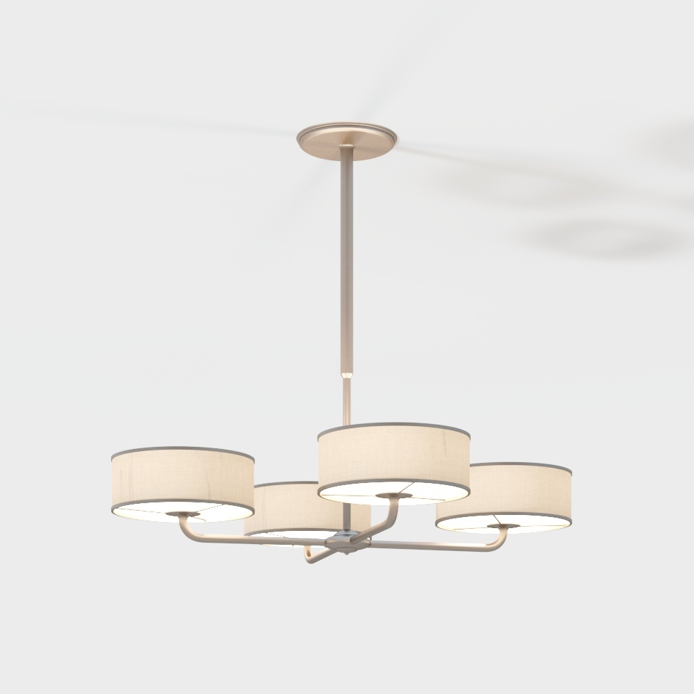 Elegant Low-Polygon Chandelier 3D Model – Warm Fabric Shade