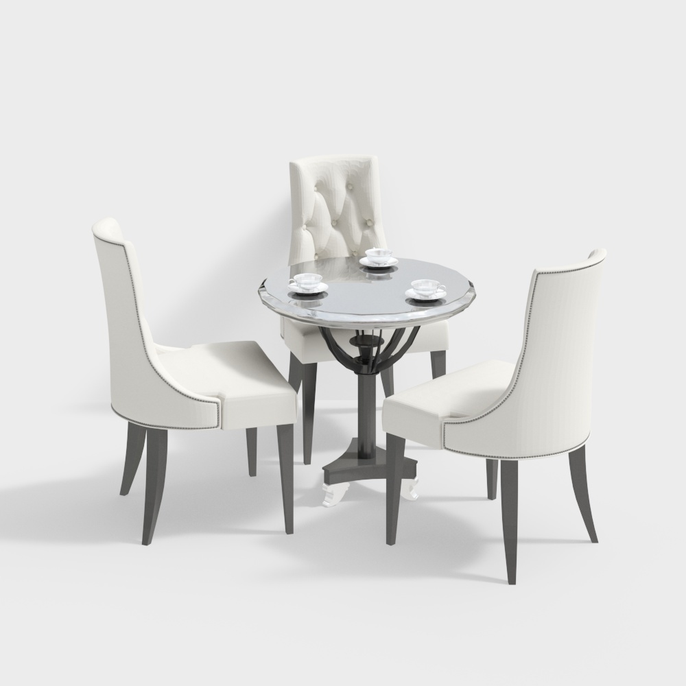 Elegant Round Table and Chairs 3D Model – Minimalist Design