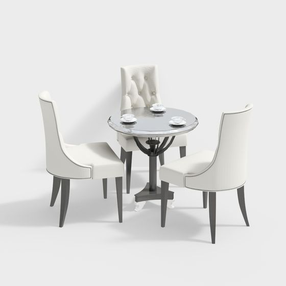 Sleek Round Table and Chair Set 3D model for Contemporary Spaces