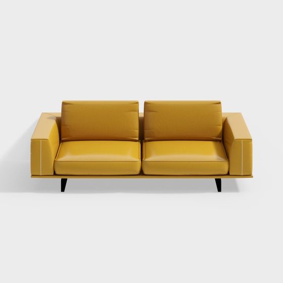 Stylish Mustard Yellow Low-Polygon Sofa 3D model