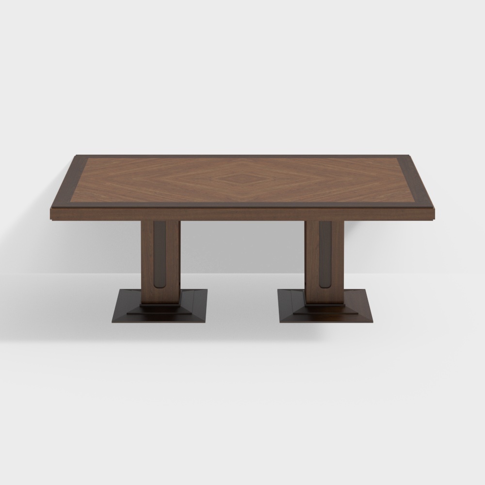 Elegant Low-Poly Dining Table – Wooden Top & Metal Base
