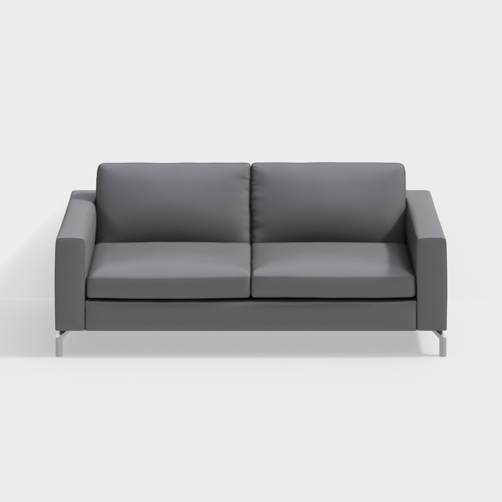 Modern Minimalist Low-Poly Sofa – Gray Leather 3D Model