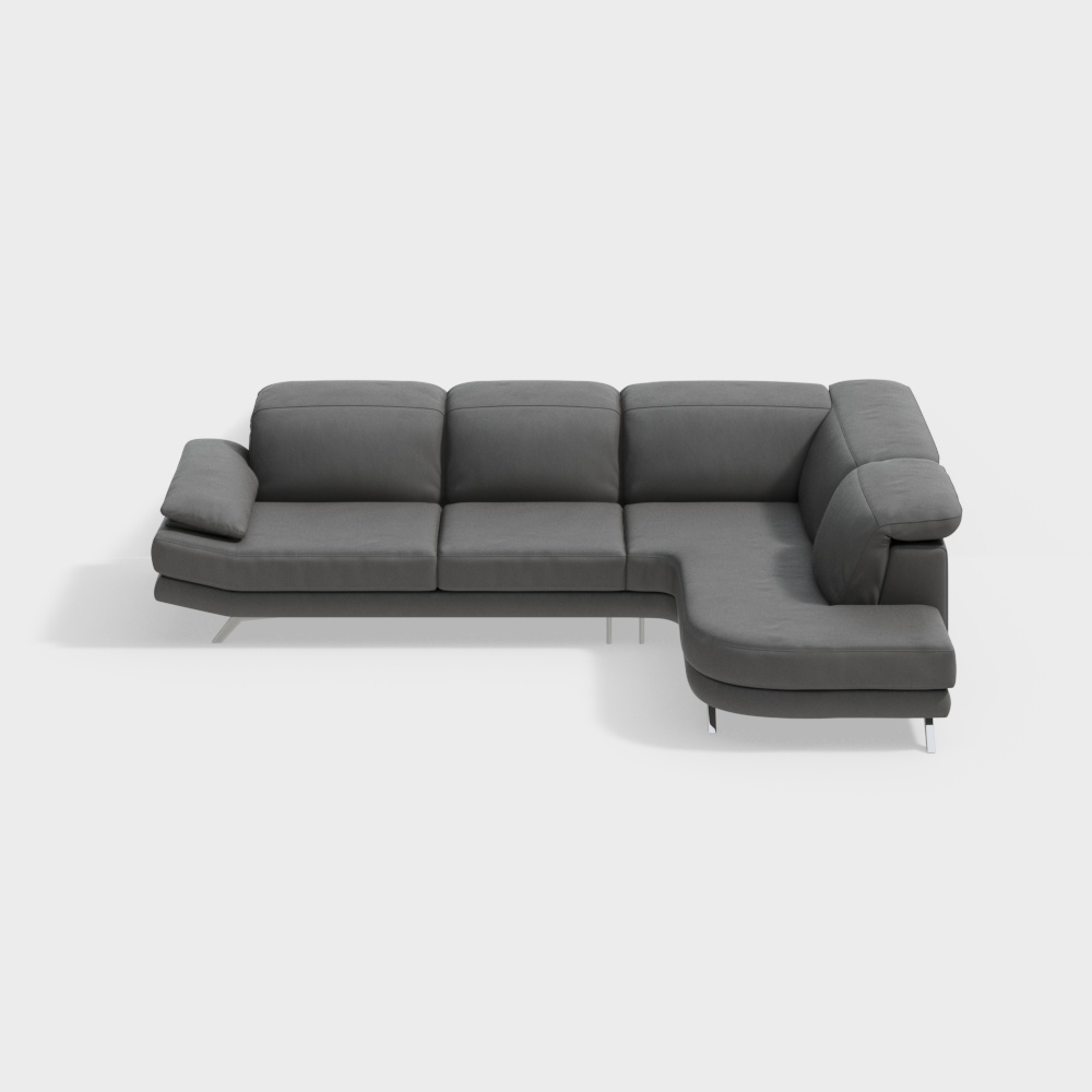 Urban Comfort Sofa 3D Model – Gray Fabric, Low-Poly