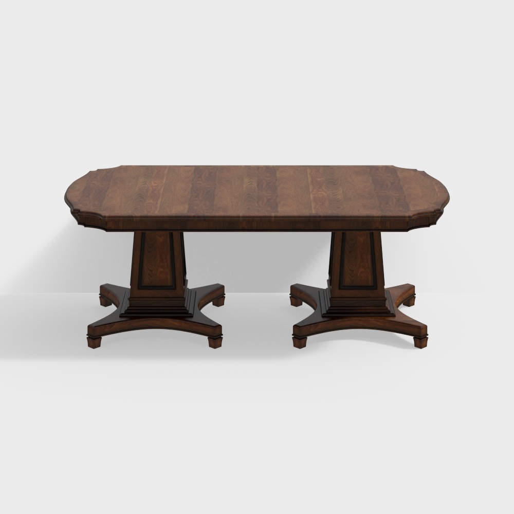 Retro Dining Table 3D Model – Classic Wood Design
