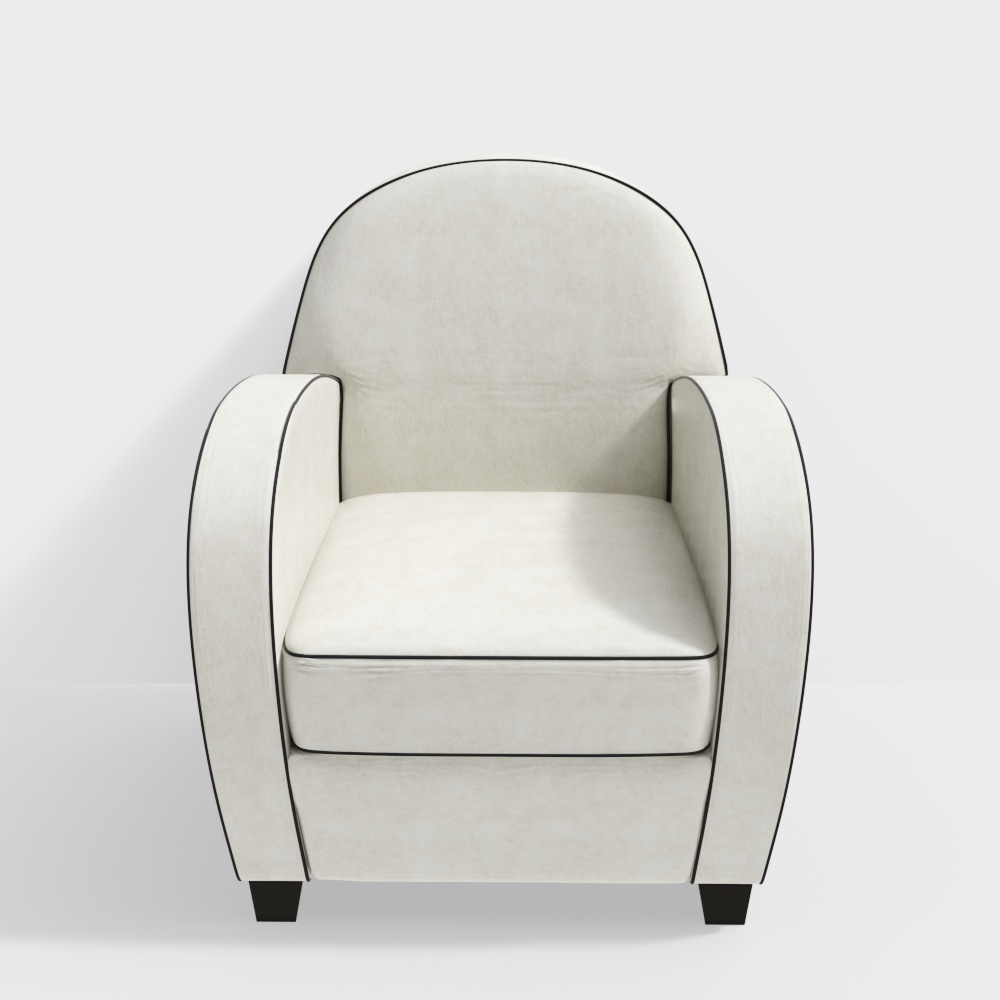 Elegant Low-Poly Sofa Chair 3D Model – Beige Velvet Design