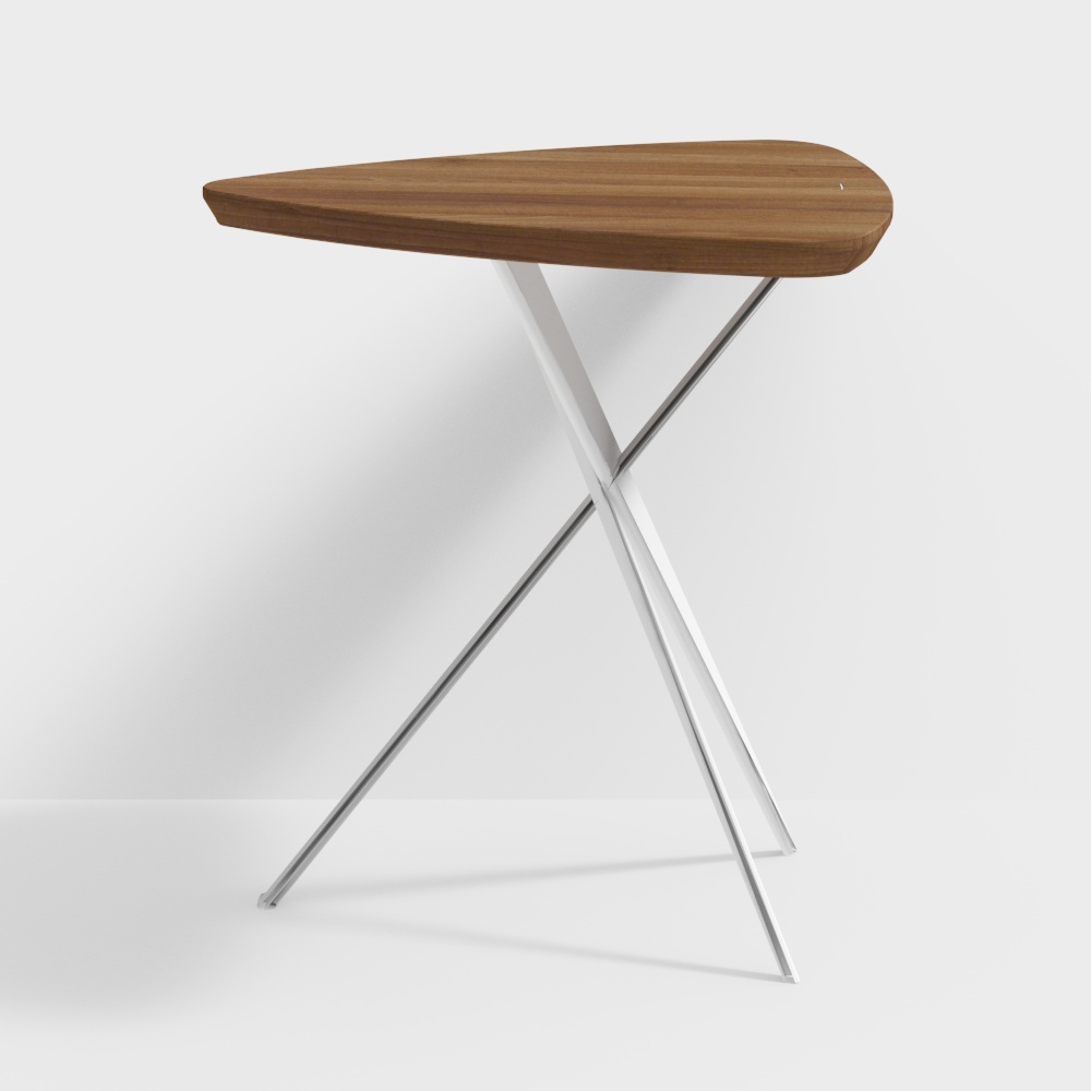 Streamlined Side Table 3D Model – Low-Poly Wood & Metal