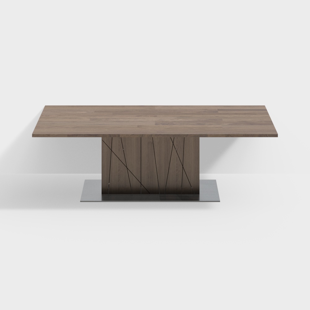 Elegant Low-Poly Dining Table 3D Model – Natural Wood