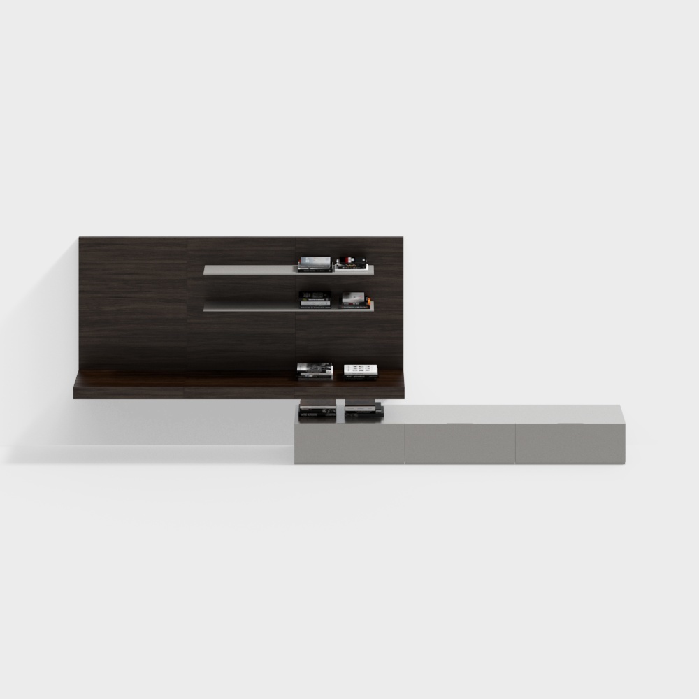 Urban Shelf 3D Model – Modern Wood and Gray Design