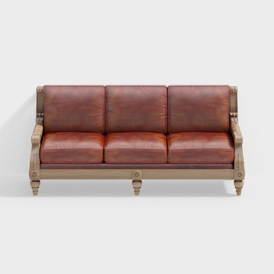 Vintage Leather Sofa 3D model for Elegant Interiors