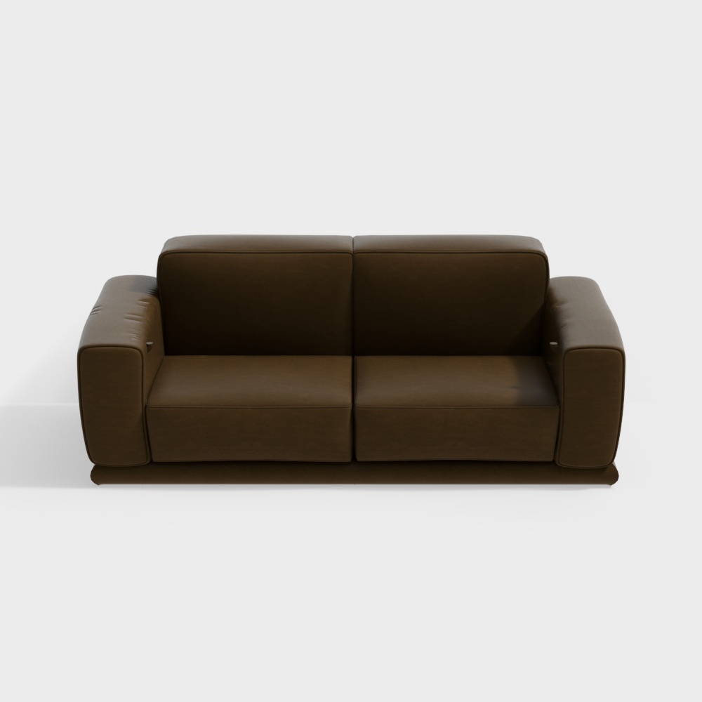 Elegant Minimalist 3D Sofa Model – Brown Leather