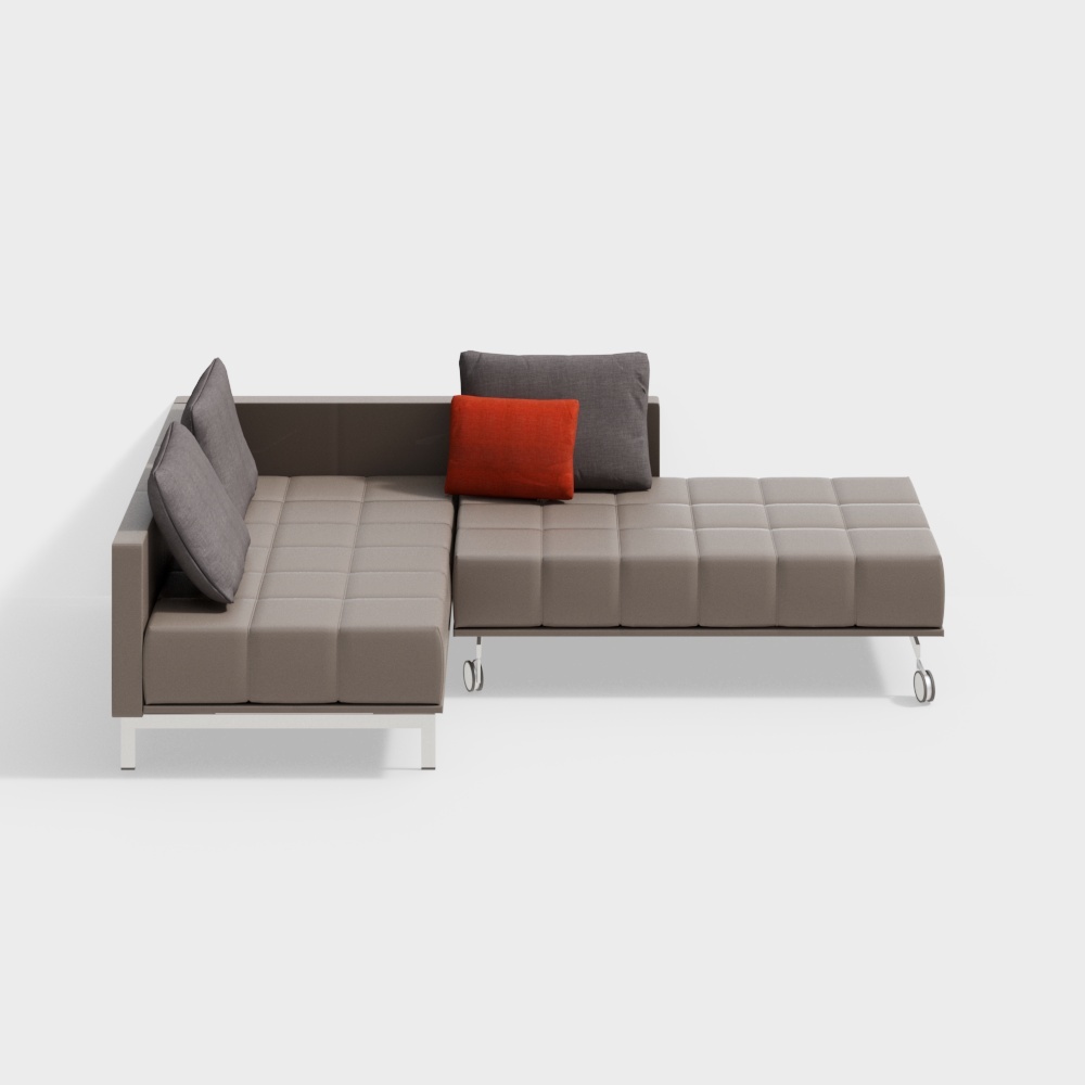 Urban Comfort Low-Poly Sofa – Modern Leather & Fabric