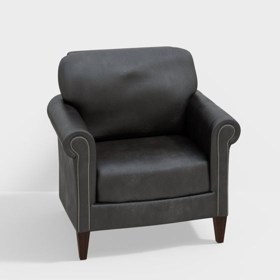 Elegant Leather Armchair 3D model for Modern Interiors
