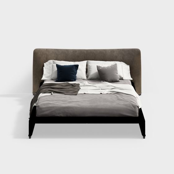 Elegant Low-Poly Bed 3D model for Modern Interiors