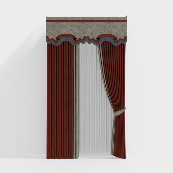 Elegant Low-Poly Curtain 3D Model