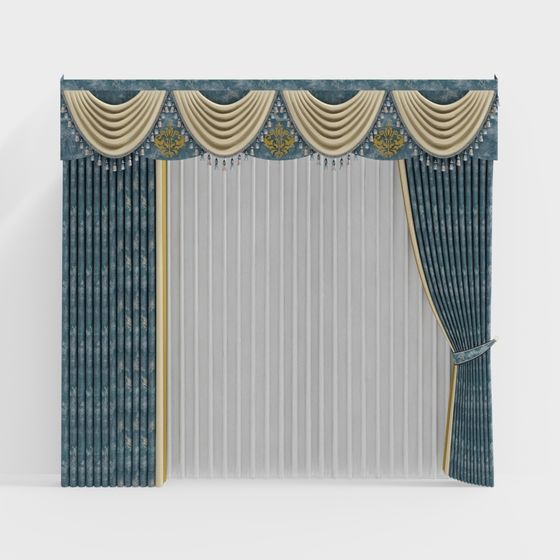 Elegant Luxury Curtain Set 3D model for Interiors