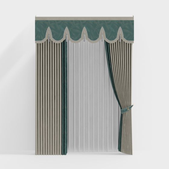 Elegant Retro-Modern Curtain 3D model