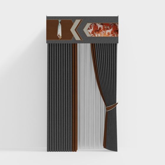 Vintage Curtain 3D model with Unique Design