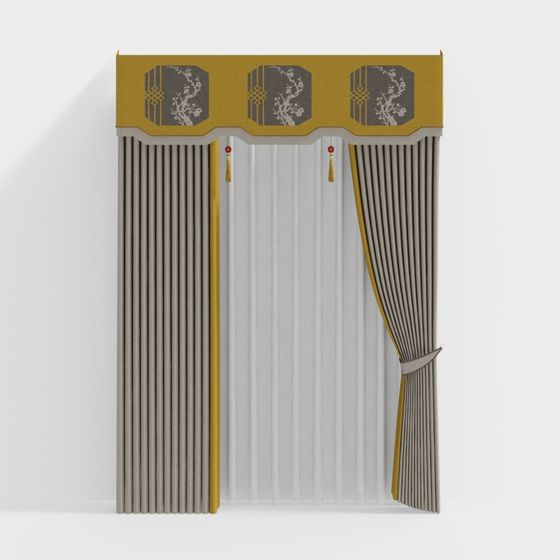 Elegant Chinese Curtain 3D Model for Design
