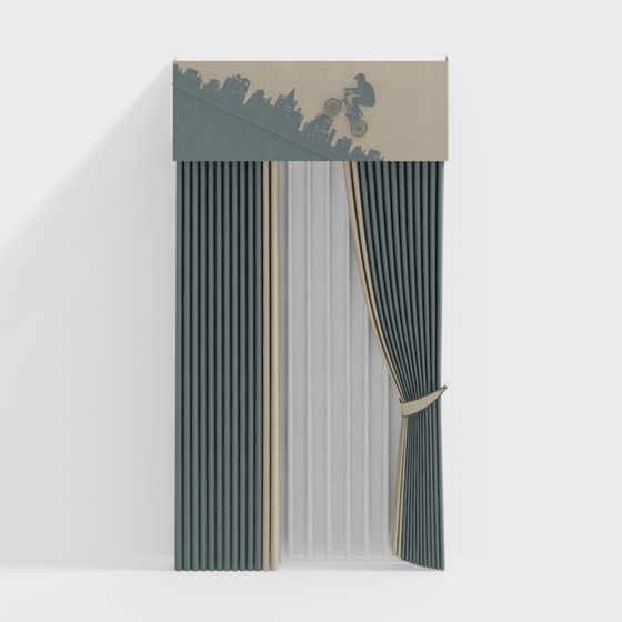 Stylish Low-Poly Curtain 3D Model for Modern Spaces