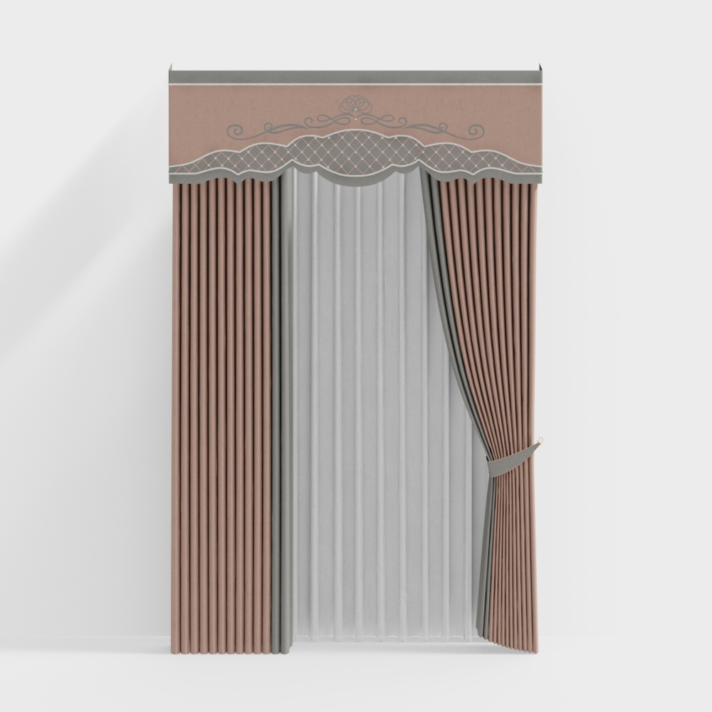 Elegant Low-Poly Curtain 3D model for Interior Design