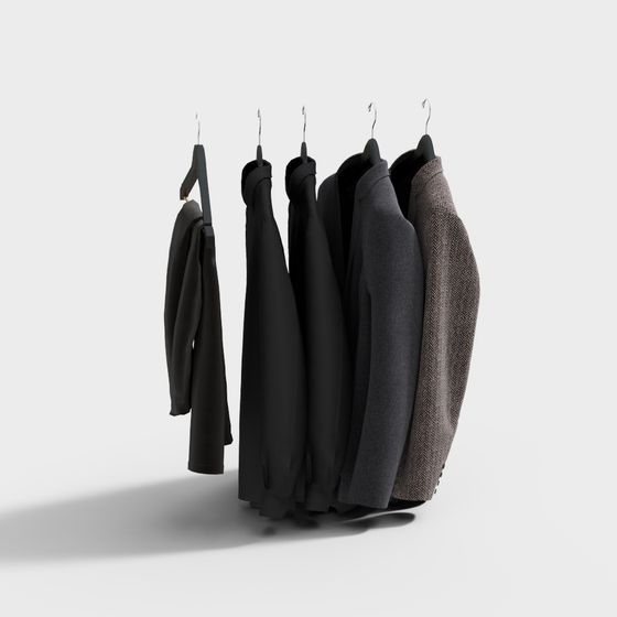 Chic Low-Poly Clothing Rack 3D model for Stylish Interiors