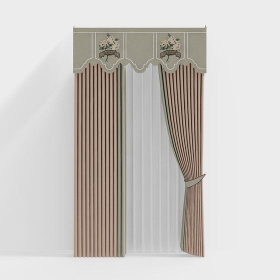 Vintage Elegance Curtain 3D model