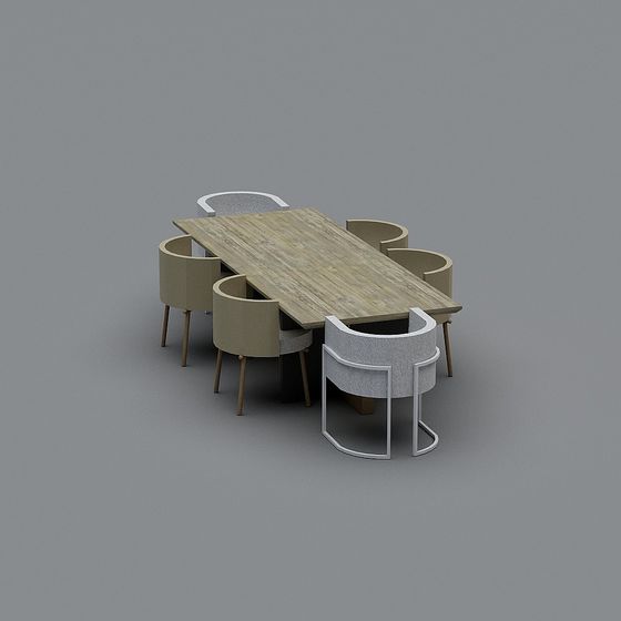 Modern Conference Table and Chair Set 3D model