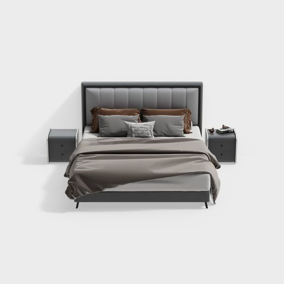 Stylish Modern Bed 3D model for Contemporary Interiors