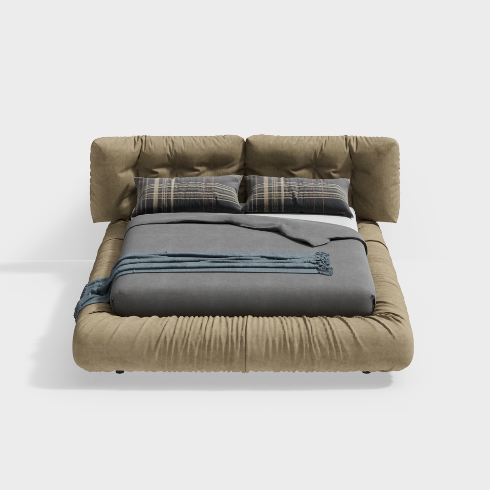 Elegant Low-Poly Bed 3D Model – Modern Bedroom Design