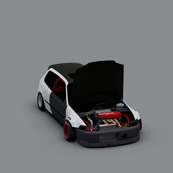 Stylish Low-Polygon 3D Model Car