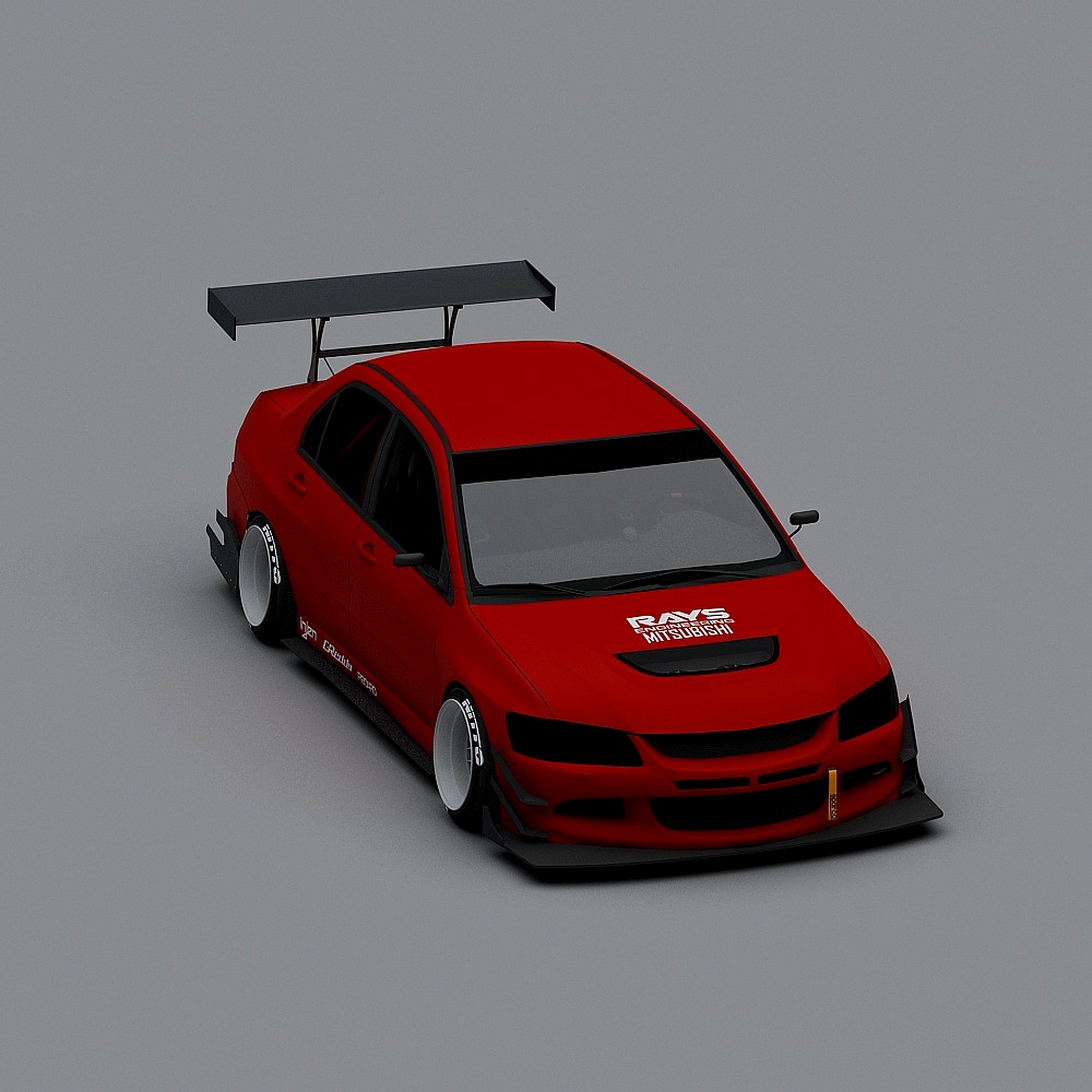 Low-Poly Red Racing Car 3D model