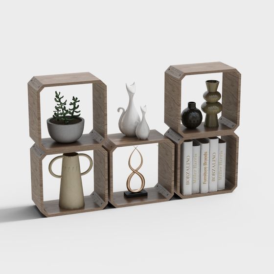 Hexagonal Bookshelf 3D model for Modern Aesthetics